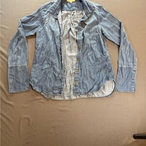 Cloth & Stone Casual Blue Button Down Shirt | Anthropology Boho Top